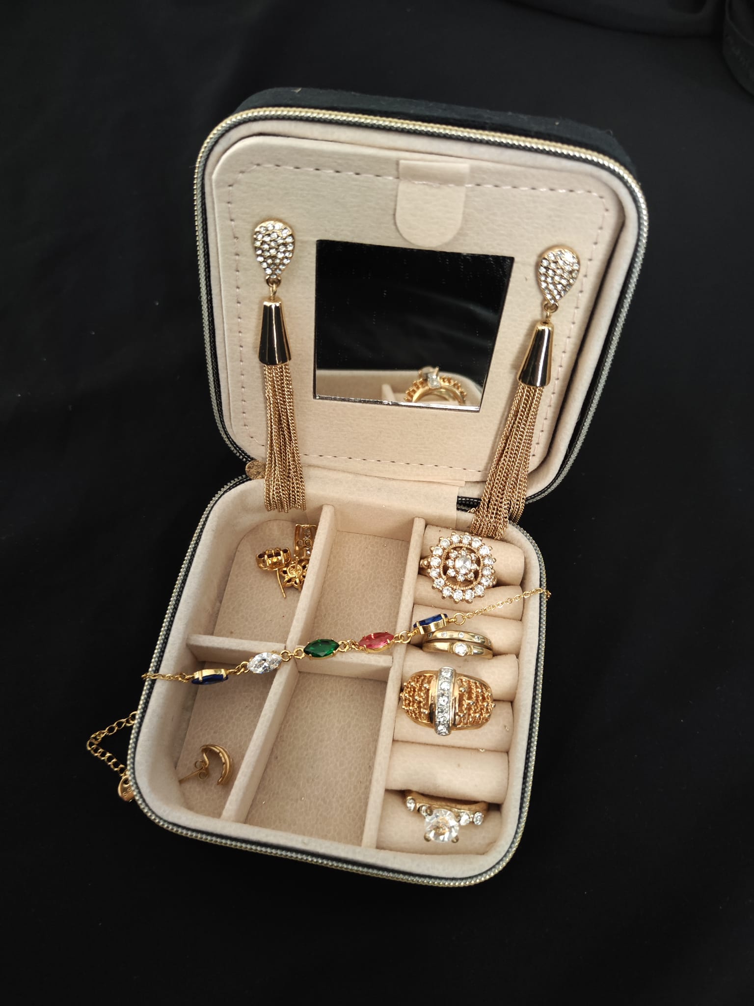 Ensemble tousse maquillage + trousse bijoux en velours – Image 3